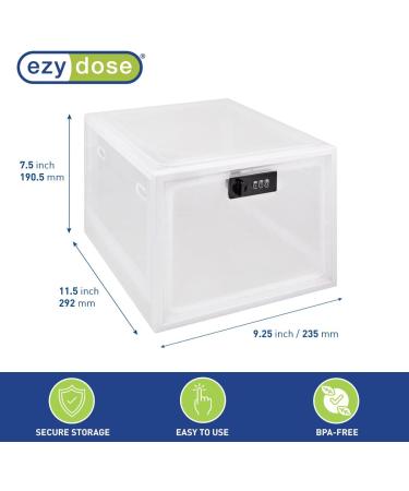EZY DOSE Medication Lockbox - Secure Large Capacity Storage for Vitamins & Medications | BPA Free Food Safe Combination Lock - Shop Internationally - Buy Online on GoSupps.com