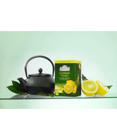 Ahmad Tea Lemon Vitality Green Tea - 20 Teabag Sachets, 20 Count Pack - Refreshing Lemon Flavor - Buy Online on GoSupps.com