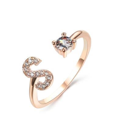 DNCG Ladies 26 English Letter Ring Simulated Diamond Ring Open Adjustable Rose Gold Ring