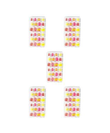 5 Set of 1 Set Children Nails Medium Length Files Square Style Solid Color Full Cover Wraps Art Decals Puerile Manicure Kit