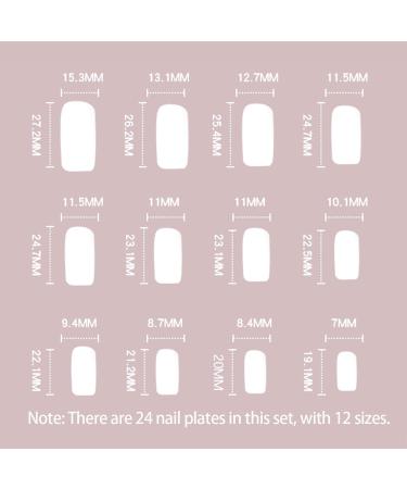 24pcs French False Nails Short - Almond Square Press On Nails - Full Cover Acrylic False Nails With Glue - White-Edged Leaves French Fake Nails for Women and Girls Nail Art - Buy Online on GoSupps.com