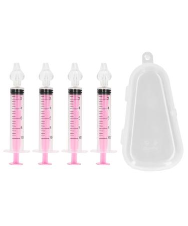4Pcs Nasal Irrigator Syringe  Reusable Silicone Nasal Rinse Kit Pressure Nasal Syringe for Newborns Toddlers (Pink)
