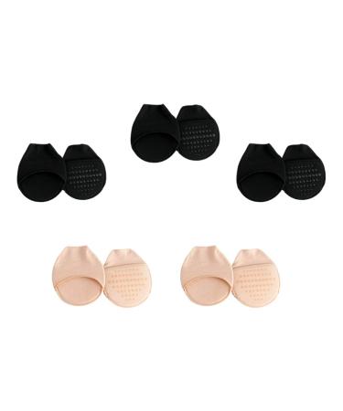 Exceart 5 pair toe topper socks women half socks no show liner socks invisible flat mouth socks (black skin color) 13 * 8 cm as shown