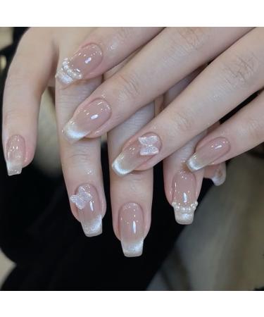 ieron Cat Eyes Cured Nail Wraps Self-Adhesive Gel Nail False Nails with Butterfly Removable Glue on Nails for Girls Glitter Nail Tips (S) - Buy Online on GoSupps.com