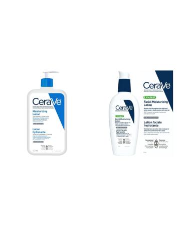 CeraVe Daily Moisturizing Lotion | Body + Face + Hand Cream and PM Facial Moisturizing Lotion (Ultra Lightweight Night) Regular Lotion + Lotion