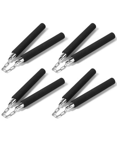 Metal Dragon 77th 4 Pack Safe Foam Nunchucks Nunchakus with Steel Chain for Martial Arts Kung Fu Kids Beginner Cosplay Costume Accessories Training, Black, Large