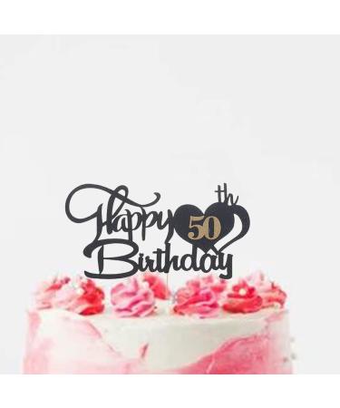 50 Cake Topper for 50th Birthday 50 Birthday Decoration Happy Birthday Toppers for Cakes Personalised Cake Toppers Birthday Black and Gold Cake Topper Birthday Cake Decorations for Birthday Party - Buy Online on GoSupps.com