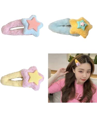 Sweet Hair Clip Layered Star Shape Snap Hairpin Plush Hair Clip for Ponytail Bangs Hairpins for Teenagers Children - Buy Online on GoSupps.com