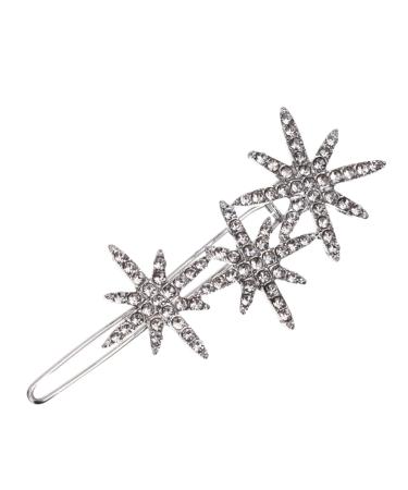 Beavorty snowflake hairpin hair side clips for girls Crystal Hair Clips Glitter Bobby Rhinestone Hair Barrettes rhinestone bobby pins french hair pin Miss Christmas alloy accessories 6x2.2cm Silver