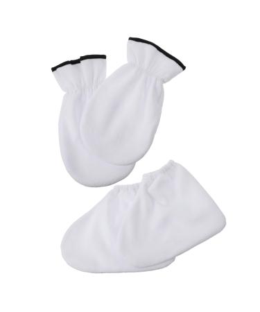 Moufles de Soin en Cire de Paraffine pour Mains et Pieds 2 Pi ces Taille Unique Thermique Spa Domicile Blanc sans Logo