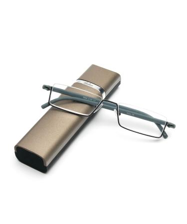 Kokobin reading glasses with ultra -light TR90 frame reading aid Half -gaps made of metal frame with semi -frame visual help with glasses case for women and men (gray 3.5 diopters (1 Pack)) gray +3.5 diopters (1 Pack)