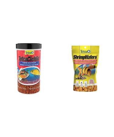 Tetra Cichlid Floating Pellets 6oz 170g (Bilingual) & Shrimp Wafers 3oz 86g