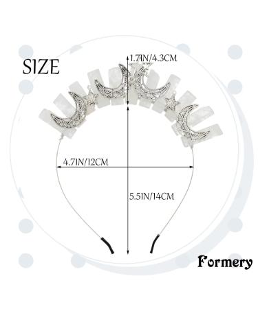 Star White Quartz Crescent Moon Headband - Natural Stone Crown for Women - Buy Online on GoSupps.com