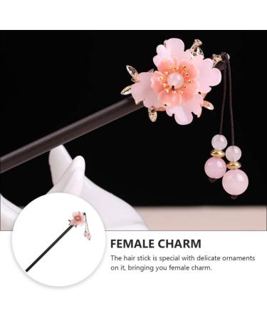 1pc Peach Blossom Wooden Hair Clasp Flower Hair Clips for Women Flower Hair Chopsticks Vintage Hair Chopsticks Hair Jewels for Women Wood Hairpin Miss Alloy Tassel Hair Stick - Buy Online on GoSupps.com