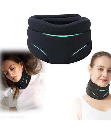 Cervicorrect Neck Brace Anti Snoring Neck Brace Neck Brace for Sleeping Soft Cervical Collar Adjustable Support Brace for for Pressure Relief 2pcs yl-105023(Color:Black 1pc)