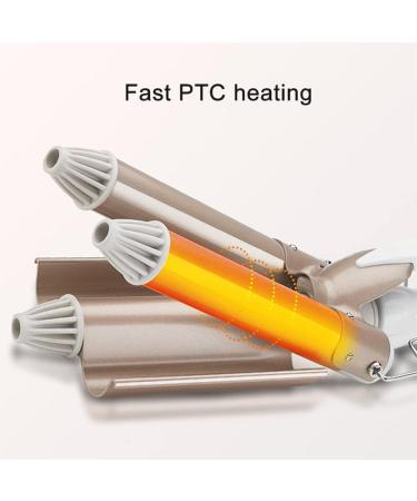 Professional Perm Splint Hair Wave Wand - Tourmaline Ceramic Triple Barrel Crimper with Fast Heating & Adjustable Temperature for Perfect Waves - Buy Online on GoSupps.com