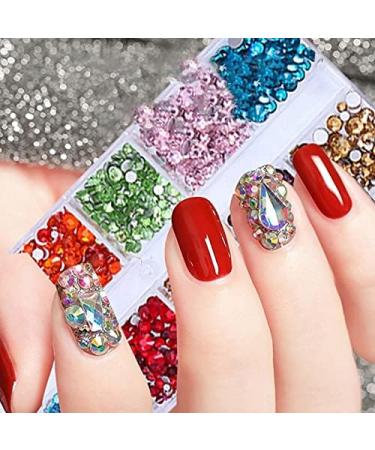 Tdkfdswdoa Nail Art Rhinestone Decoration Set Irregular Crystal Diamond with Curved Silver Tweezer and White Nail Art Pen - Buy Online on GoSupps.com