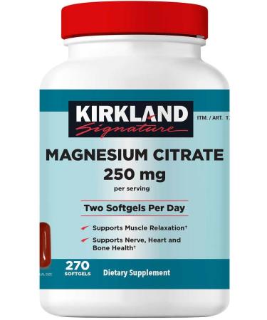 Kirkland Signature Magnesium Citrate 250mg Softgels (270 Count) (2 Pack) - Buy Online on GoSupps.com