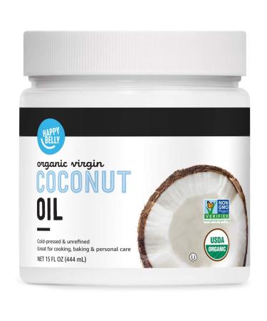 Amazon Brand - Happy Belly Organic Virgin Coconut Oil, 15 Fl Oz