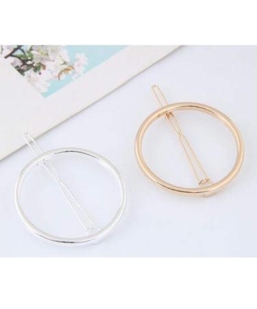 Buy Minkissy Geometric Hair Clips - 2-Piece Alloy Ponytail Holders & Head Jewelry for Women - Golden & Silver - Buy Online on GoSupps.com