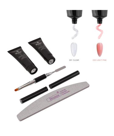 Biutee Poly Nail Extension Gel Kit - 9-in-1 Nail Builder Gel Trial Set with Slip Solution for Beginner Nail Art - Pink and Clear - Buy Online on GoSupps.com