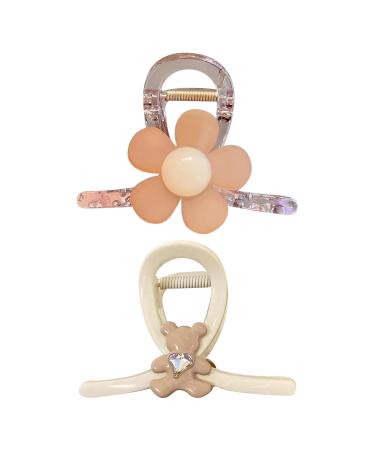 Souarts Butterfly Flowers Hair Clip Set - Non-Slip Metal Hair Clips for Girls & Women - Thick Hair Claws & Styling Accessories (Brown Bear Flowers 2 Pack) - Buy Online on GoSupps.com