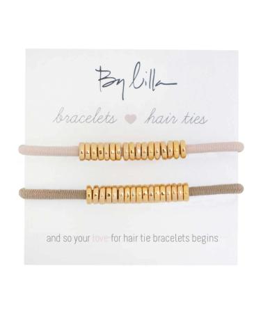 By Lilla Disc Ponytails Hair Ties and Bracelets - Set of 2 Hair Tie Bracelets - Hair Ties for Women - No Crease Hair Ponytails & Women s Bracelets - Gold (Starfish/Rose) rose/starfish/gold
