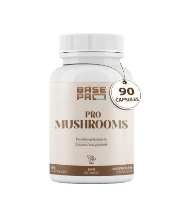 Pro Mushrooms Blend - 90 Capsules | Cordyceps Lion's Mane Chaga Reishi Turkey Tail | Mushroom Capsules | Provides Antioxidants | Mushrooms Capsules | Base Pro Nutrition | 90 count (Pack of 1)