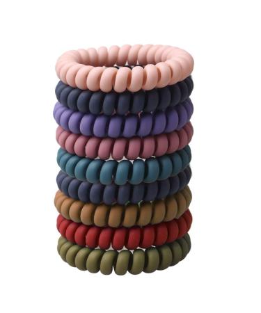 Pengxiaomei 10 Pcs Spiral Hair Ties  Colorful Matte Hair Ties for Thick/Thin Hair  Ponytail Holder Coil Hair Ties for Women in 10 Style Colors Hair Styling Accessories