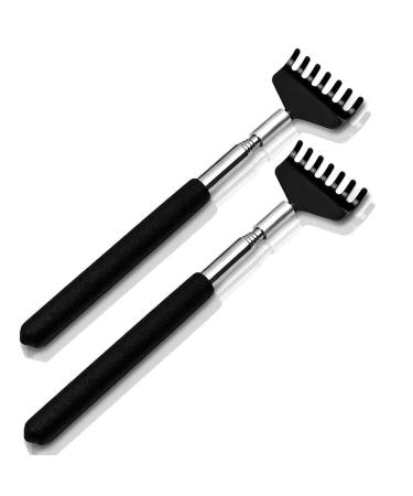 Leeqbcr 2 pieces of retractable back scratches portable back scratches massage device back scratch with insertionible handle made of stainless steel for back scratches