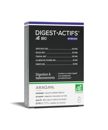 ARAGAN - Synactives - Organic Digestactives - Food Supplement Digestion - Digestive Comfort - Fennel, Artichoke and Boldo Extract Organic - 30 capsules - 15 days to 1 month taken - Made in France