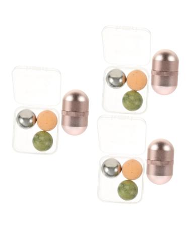 Balacoo 3 Sets Volcanic stone ball oil absorbing face roller tighten vanity facial roller facial massage jade eye massagers jade roller massage roller jade-ball roller eyeball jade noodles