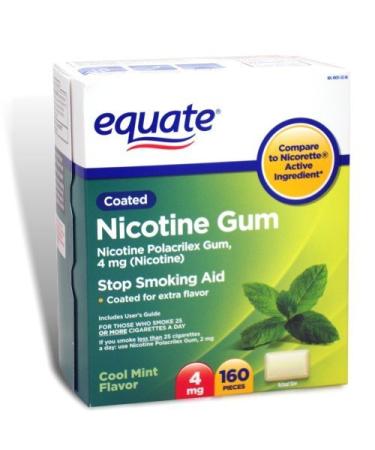 Equate - Nicotine Gum 4 mg Coated Cool Mint Flavor 160 Pieces