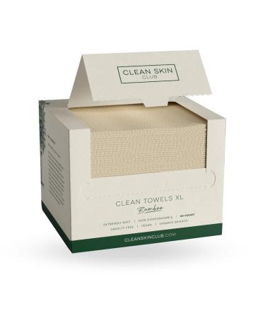 Clean Skin Club Bamboo Clean Towels XL | World 1ST Biodegradable Face Towel | Award Winning Disposable Dry Makeup Removing Wipes | 100% Organic Bamboo | Super Soft for Sensitive Skin | 50 Count