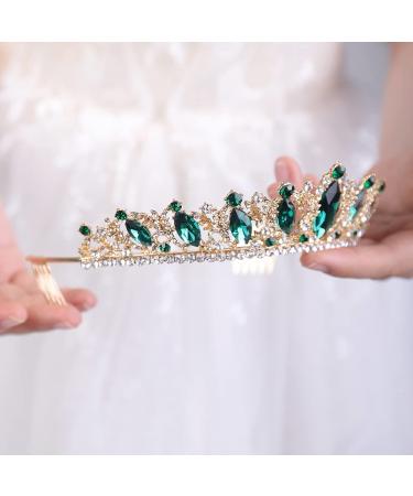 JWICOS Crystal Tiara Comb for Women - Green Queen Crown for Wedding & Bridal Party - Buy Online on GoSupps.com