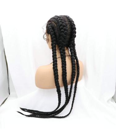 Buy Rainahair 1B Wig with Black Braids - 76.2 cm Heat-Resistant Synthetic Wig for Women | Baby Hair & Pointed Strands - Buy Online on GoSupps.com