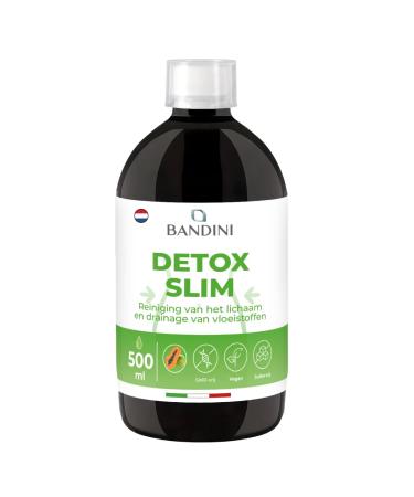 Bandini DETOX SLIM 500ml Liquid Drainage Digestion Antioxidant Liver Cleansing Natural supplement of Green Tea Dandelion Blueberry Pilosella Birch and Papaya 100 Vegan