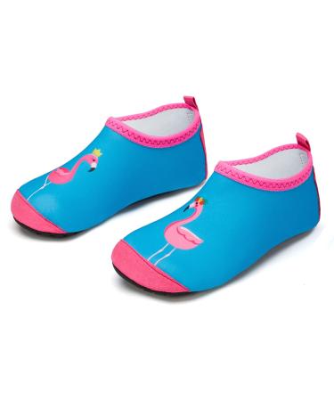 Kids Beach Swim Shoes Water Sport Shoes Barefoot Skin Boys Girls Baby Non-Slip Quick Dry Barefoot Aqua Socks Pool Surfing Yoga Garden 5.5/6 UK Child Flamingo Blue