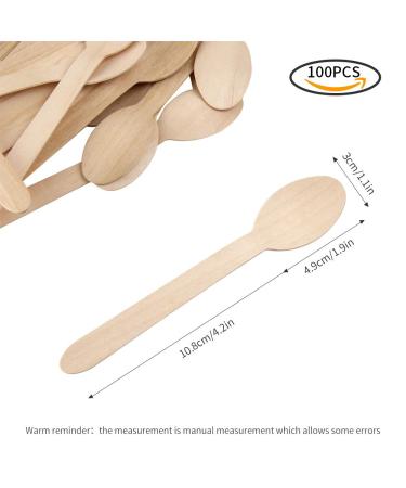 100 Pcs Wooden Spoons Disposable Tableware Biodegradable Wooden Spoon Ideal for Ice Cream Tea Spoon Coffee Dessert Tableware - Buy Online on GoSupps.com