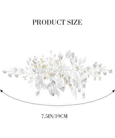 Edary Silver Bride Wedding Hair Vine Pearl Bridal Hair Piece Rhinestone Hair Accessories Leaf Headpieces Jewelry for Women and Girls - Buy Online on GoSupps.com