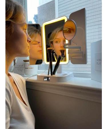 Foldable Portable LED Makeup Mirror | 2X 3X 10X Magnification, Extendable Arm - Buy Online on GoSupps.com