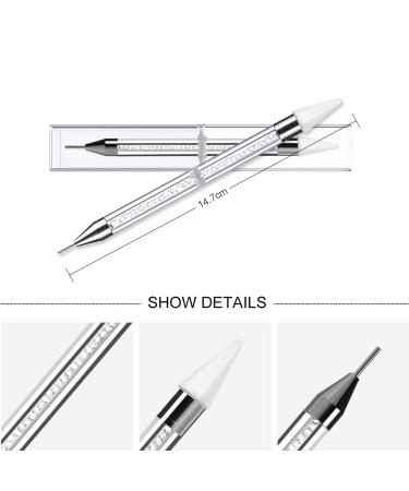 2-Piece Strass Picker Dotting Pen Set - Dual-Ended Rhinestone Gem Tool for Nail Art & DIY Decoration (Pink & White) - Buy Online on GoSupps.com