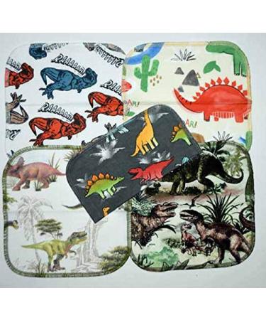 Set of 5 Dinosaur Printed 2 Ply Flannel Cloth Wipes - 8x8 Inches - Buy Online on GoSupps.com