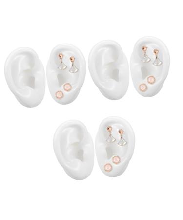 3 Pairs Artificial Ears Artificial Display Ear Model Ear Model for Studs Wearing Simulation Ear Model Imitation Ear Mold Human Ear Model Silicone Ear Mold Simulation Ear Mold