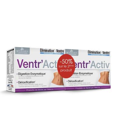 VENTR'ACTIV - Slimming Supplement 2-in-1 for a Flat Stomach and Optimal Digestion | Pack of 2 Boxes of 60 Capsules | Draining Action Improved Digestive Comfort | Calcium Fennel | 3 Oaks