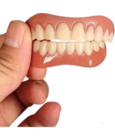 Brigtviee 2 Pieces Whitening Veneers Dentures ClipIn Veneers for Men and Women Comfortable Upper and Lower Dentures Confident Smile with Click Veneers - Buy Online on GoSupps.com