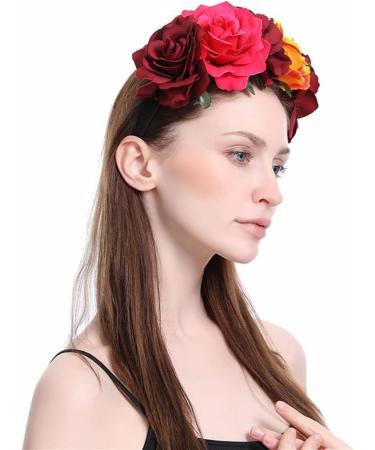 Mexican Flower Crown Headband Halloween Party Flower Headband Halloween Costume Cosplay Headpiece Hair Accessories - Buy Online on GoSupps.com