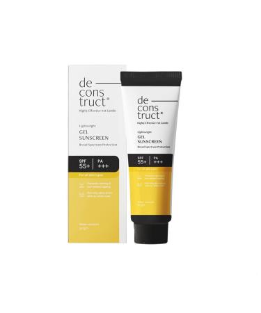 Deconstruct Face Gel Sunscreen SPF 50 + and PA+++ | Gel based sunscreen for oily combination skin normal skin | Broad spectrum sunscreen No White Cast Lightweight Non greasy - 30gm