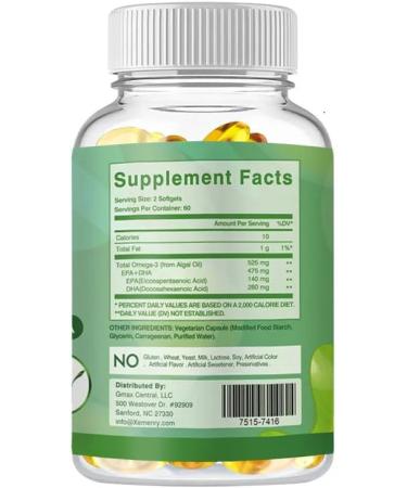 Vegan Omega-3 (120 capsules) Seaweed Oil 475mg - with EPA DHA - Bone & Joint Support - Buy Online on GoSupps.com