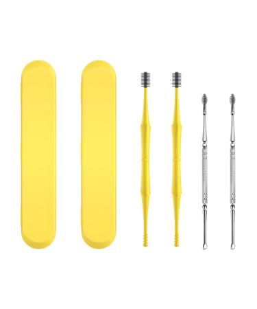 Healeved 4pcs Pick Double Sided Pickers Wax Curette Remove Earpick Care Cleaning Assorted Men Steel Color Removal Storage Stainless Spoon Ear Women Kit Remover Cleaner for Earwax with Tool Assorted Color 12x0.5cm